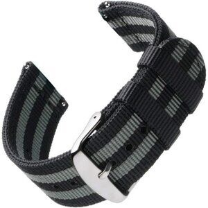 Watch Straps - Premium Nylon Quick Release Replacement Watch Bands -  Black/Gray